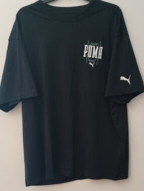 Puma Black Tee with White Logo Chest & Sleeve